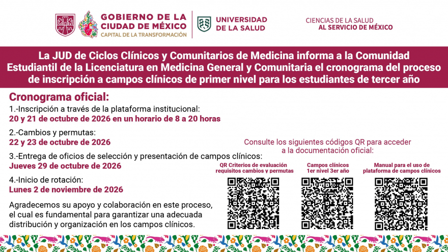 Inscripción a Campos Clínicos de Primer Nivel para los Estudiantes de Tercer Año